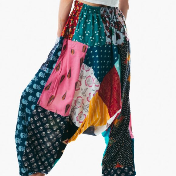 Shahadah Unisex handmade boho hippie baggy patchwork harem yoga pants one size - Picture 3 of 3